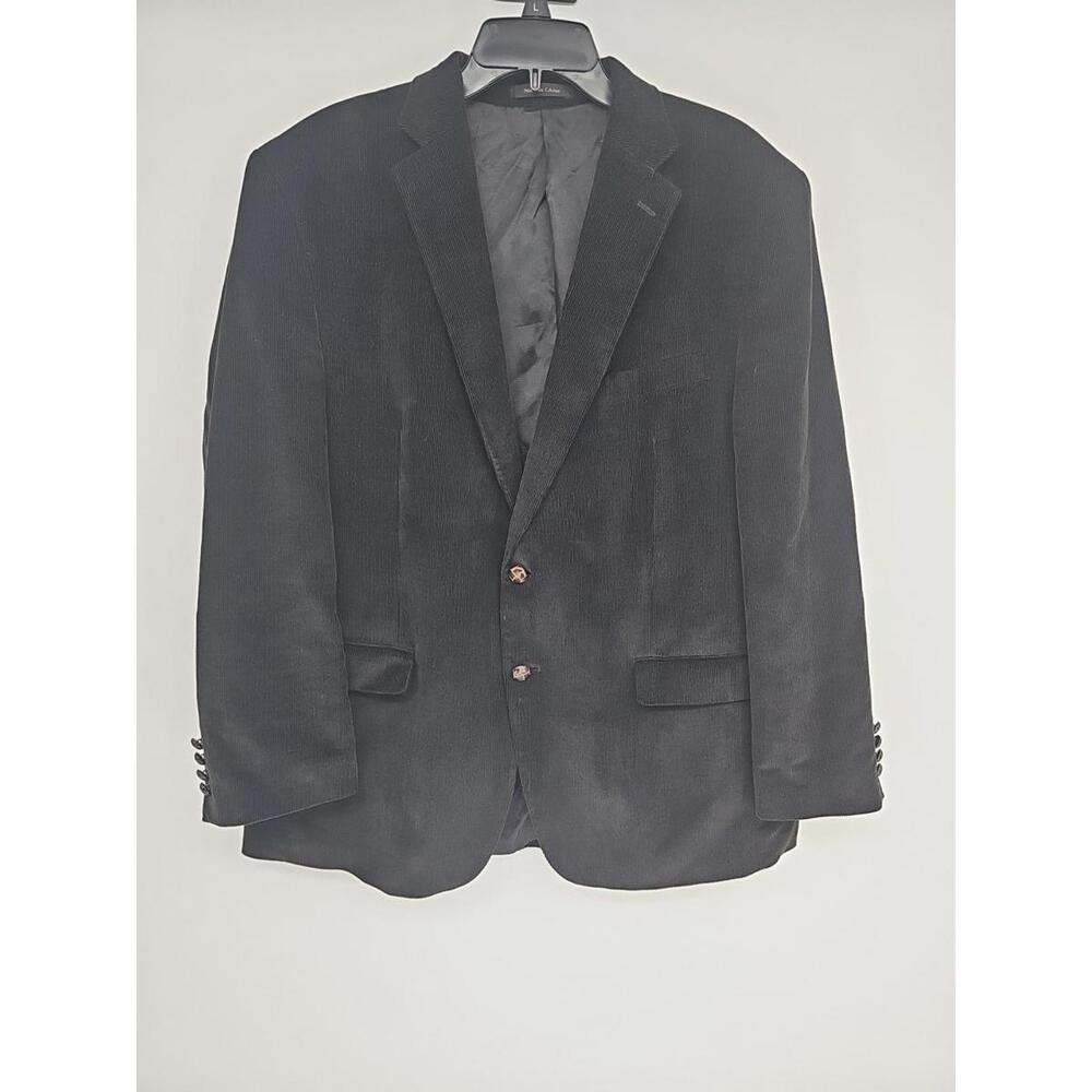 Ralph Lauren Mens Corduroy Blazer 44R Black 100% Cotton Brown Buttons